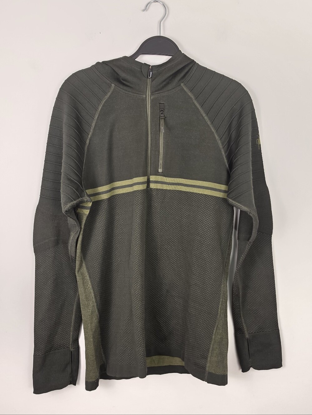 Smartwool Mens Green Intraknit Tech 1/4 Zip Pullover Merino Sweatshirt Size M